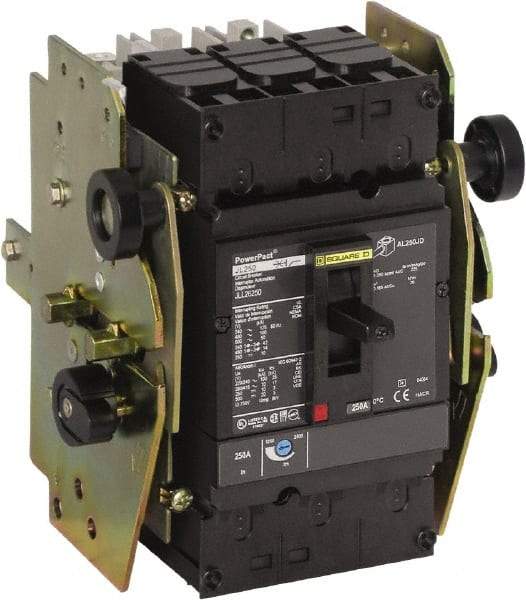 Square D - 150 Amp, 250 VDC, 600 VAC, 3 Pole, Panel Mount Molded Case Circuit Breaker - Thermal Magnetic Trip, Multiple Breaking Capacity Ratings, 4-4/0 AWG - Eagle Tool & Supply