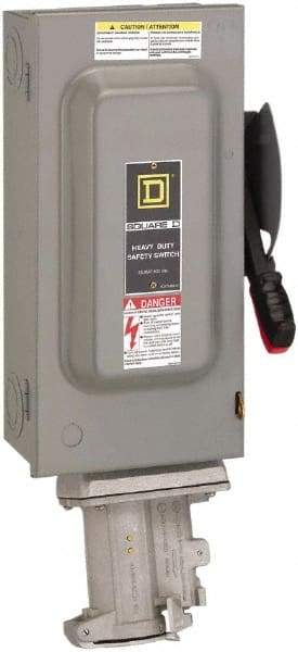Square D - 60 Amp, 600 VAC, 3 Pole Nonfused Safety Switch - NEMA 1, 30 hp at 600 VAC (Single Phase), 60 hp at 600 VAC (Triple Phase) - Eagle Tool & Supply