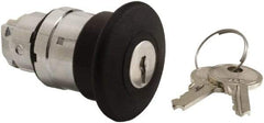 Schneider Electric - 22mm Mount Hole, Extended Mushroom Head, Pushbutton Switch Only - Round, Black Pushbutton, Nonilluminated, Maintained (MA) - Eagle Tool & Supply