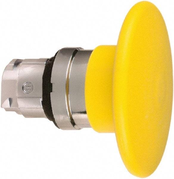 Schneider Electric - 22mm Mount Hole, Extended Mushroom Head, Pushbutton Switch Only - Round, Yellow Pushbutton, Nonilluminated, Momentary (MO) - Eagle Tool & Supply