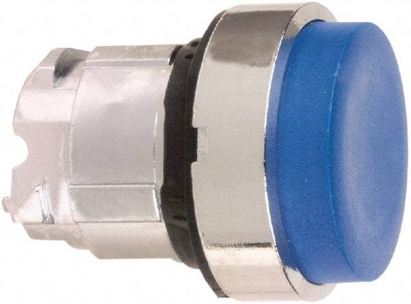 Schneider Electric - 22mm Mount Hole, Extended Straight, Pushbutton Switch Only - Round, Blue Pushbutton, Nonilluminated, Momentary (MO) - Eagle Tool & Supply