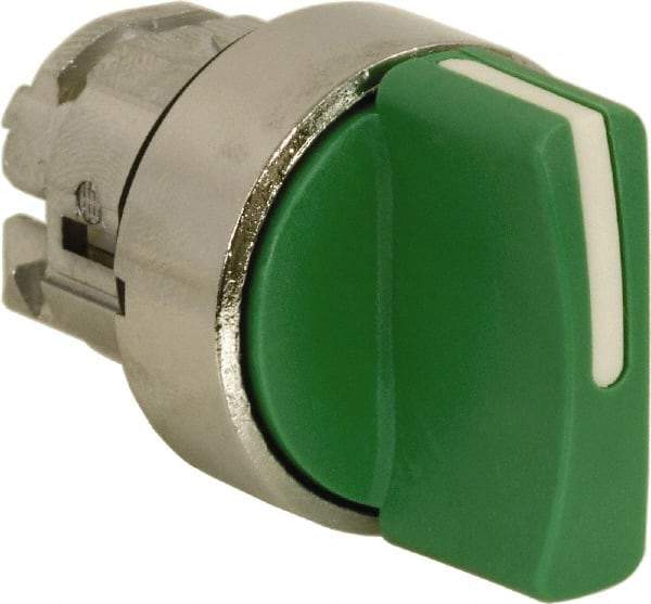 Schneider Electric - 22mm Mount Hole, 3 Position, Handle Operated, Selector Switch Only - Green, Momentary (MO), Nonilluminated, Shock, Vibration and Water Resistant - Eagle Tool & Supply