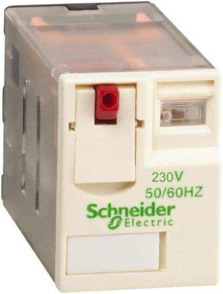 Schneider Electric - 3,000 VA Power Rating, Electromechanical Plug-in General Purpose Relay - 12 Amp at 250/277 VAC & 28 VDC, 6 Amp at 250 VAC & 28 VDC, 2CO, 230 VAC at 50/60 Hz - Eagle Tool & Supply