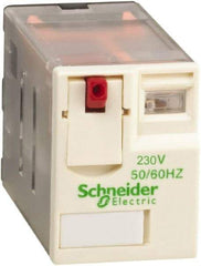 Schneider Electric - 2,500 VA Power Rating, Electromechanical Plug-in General Purpose Relay - 10 Amp at 250/277 VAC & 28/30 VDC, 5 at 250 VAC & 28 VDC, 3CO, 230 VAC at 50/60 Hz - Eagle Tool & Supply