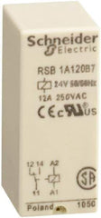 Schneider Electric - 3,000 VA Power Rating, Electromechanical Plug-in General Purpose Relay - 12 Amp at 250 VAC & 12 Amp at 28 VDC, 1CO, 24 VAC - Eagle Tool & Supply