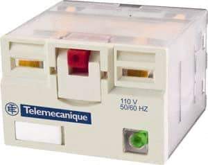 Schneider Electric - 3,750 VA Power Rating, Electromechanical Plug-in General Purpose Relay - 15 Amp at 250 VAC & 28 VDC, 4CO, 48 VAC - Eagle Tool & Supply