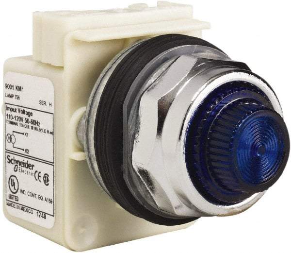 Schneider Electric - 120 VAC Blue Lens Indicating Light - Screw Clamp Connector - Eagle Tool & Supply