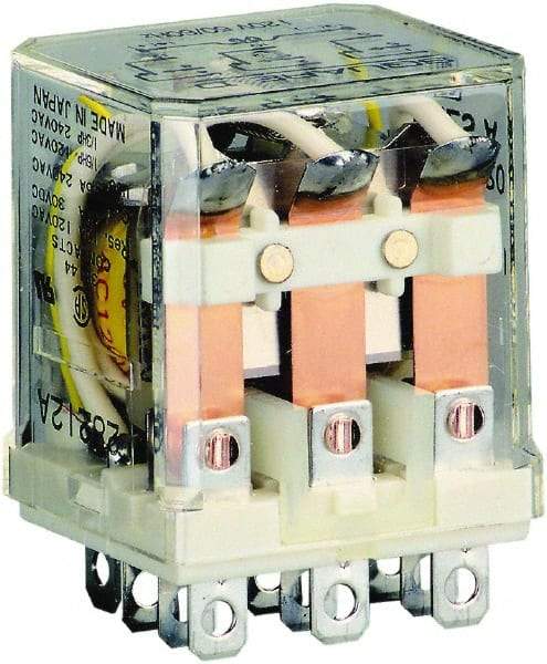 Square D - 1/2 hp at 120 Volt & 3/4 hp at 240 Volt, Electromechanical Plug-in General Purpose Relay - 10 Amp at 250 VAC, 3PDT, 120 VAC at 50/60 Hz - Eagle Tool & Supply