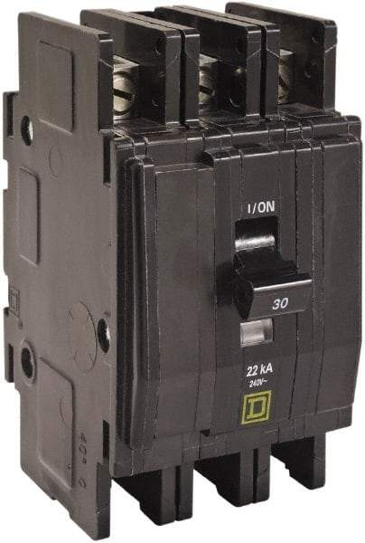 Square D - 15 Amp, 240 VAC, 3 Pole, Panel Mount Miniature Circuit Breaker - 14-2 AWG - Eagle Tool & Supply