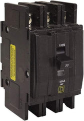 Square D - 20 Amp, 240 VAC, 3 Pole, DIN Rail Mounted, Flush Mount, Surface Mount Miniature Circuit Breaker - Thermal Magnetic Trip, 10 kA at 120/240 VAC Breaking Capacity, 14-2 (Aluminum), 14-2 (Copper) AWG, 74mm Deep x 103mm High x 19mm Wide - Eagle Tool & Supply
