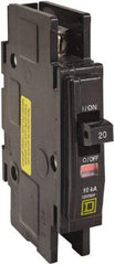 Square D - 15 Amp, 120/240 VAC, 1 Pole, DIN Rail Mounted, Flush Mount, Surface Mount Miniature Circuit Breaker - Thermal Magnetic Trip, 10 kA at 120/240 VAC Breaking Capacity, 14-2 (Aluminum), 14-2 (Copper) AWG, 74mm Deep x 103mm High x 19mm Wide - Eagle Tool & Supply