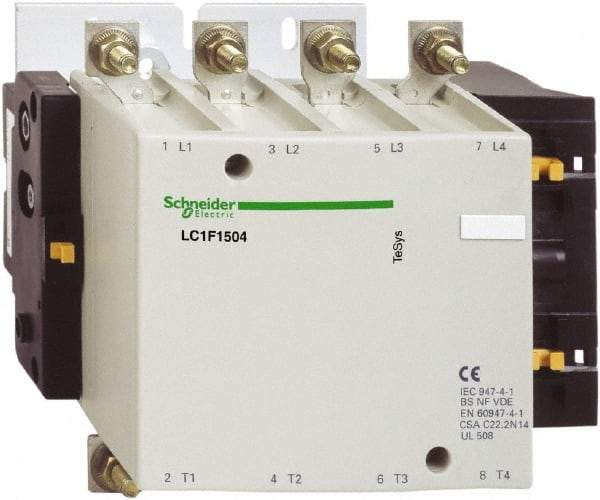 Schneider Electric - 4 Pole, 24 Coil VDC, 250 Amp at 440 VAC, Nonreversible IEC Contactor - Bureau Veritas, CCC, CSA, DNV, EN/IEC 60947-1, EN/IEC 60947-4-1, GL, JEM 1038, LROS, RINA, RMRoS, RoHS Compliant, UL Listed - Eagle Tool & Supply