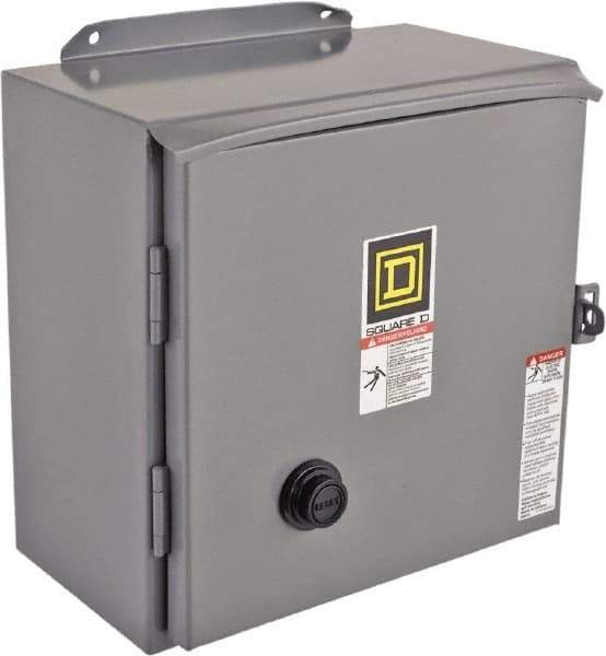 Square D - 440 Coil VAC at 50 Hz, 480 Coil VAC at 60 Hz, 18 Amp, Reversible Enclosed Enclosure NEMA Motor Starter - 3 Phase hp: 3 at 200 VAC, 3 at 230 VAC, 5 at 460 VAC, 5 at 575 VAC, 12 Enclosure Rating - Eagle Tool & Supply