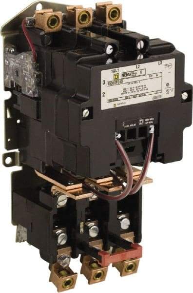 Square D - 440 Coil VAC at 50 Hz, 480 Coil VAC at 60 Hz, 135 Amp, NEMA Size 4, Nonreversible Open Enclosure NEMA Motor Starter - 3 Phase hp: 100 at 460 VAC, 100 at 575 VAC, 40 at 200 VAC, 50 at 230 VAC - Eagle Tool & Supply