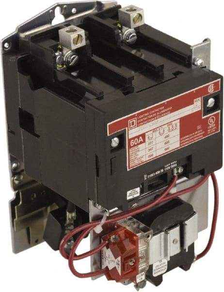 Square D - No Enclosure, 2 Pole, Mechanically Held Lighting Contactor - 60 A (Tungsten), 277 VAC at 60 Hz - Eagle Tool & Supply