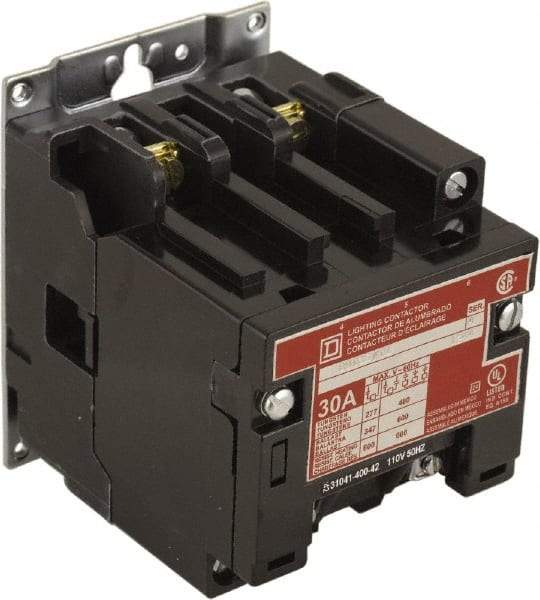 Square D - No Enclosure, 2 Pole, Electrically Held Lighting Contactor - 30 A (Tungsten), 208 VAC at 60 Hz - Eagle Tool & Supply