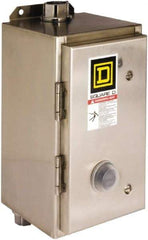 Square D - 110 Coil VAC at 50 Hz, 120 Coil VAC at 60 Hz, 45 Amp, NEMA Size 2, Nonreversible Enclosed Enclosure NEMA Motor Starter - 3 Phase hp: 10 at 200 VAC, 15 at 230 VAC, 25 at 460 VAC, 25 at 575 VAC, 4x Enclosure Rating - Eagle Tool & Supply