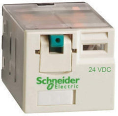 Schneider Electric - 3,750 VA Power Rating, Electromechanical Plug-in General Purpose Relay - 15 Amp at 250 VAC & 28 VDC, 4CO, 24 VDC - Eagle Tool & Supply