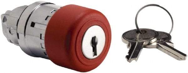 Schneider Electric - 22mm Mount Hole, Extended Mushroom Head, Pushbutton Switch Only - Round, Red Pushbutton, Maintained (MA), Momentary (MO) - Eagle Tool & Supply