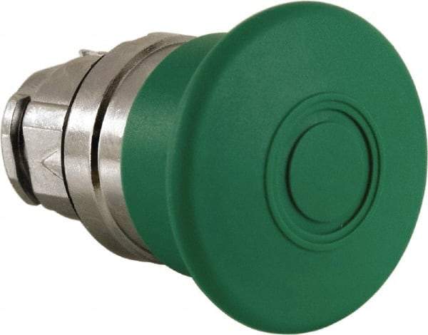 Schneider Electric - 22mm Mount Hole, Extended Mushroom Head, Pushbutton Switch Only - Round, Green Pushbutton, Nonilluminated, Maintained (MA) - Eagle Tool & Supply