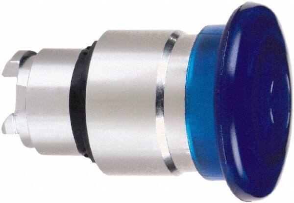 Schneider Electric - 22mm Mount Hole, Extended Mushroom Head, Pushbutton Switch Only - Round, Blue Pushbutton, Nonilluminated, Maintained (MA) - Eagle Tool & Supply