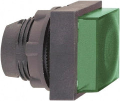 Schneider Electric - 22mm Mount Hole, Extended Straight, Pushbutton Switch Only - Square, Green Pushbutton, Illuminated, Momentary (MO) - Eagle Tool & Supply