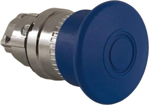 Schneider Electric - 22mm Mount Hole, Extended Mushroom Head, Pushbutton Switch Only - Round, Blue Pushbutton, Nonilluminated, Maintained (MA) - Eagle Tool & Supply