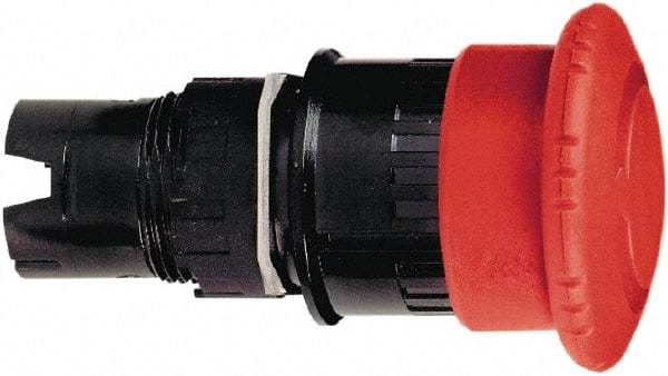 Schneider Electric - 16mm Mount Hole, Extended Mushroom Head, Pushbutton Switch Only - Round, Red Pushbutton, Maintained (MA), Momentary (MO), Vibration Resistant - Eagle Tool & Supply