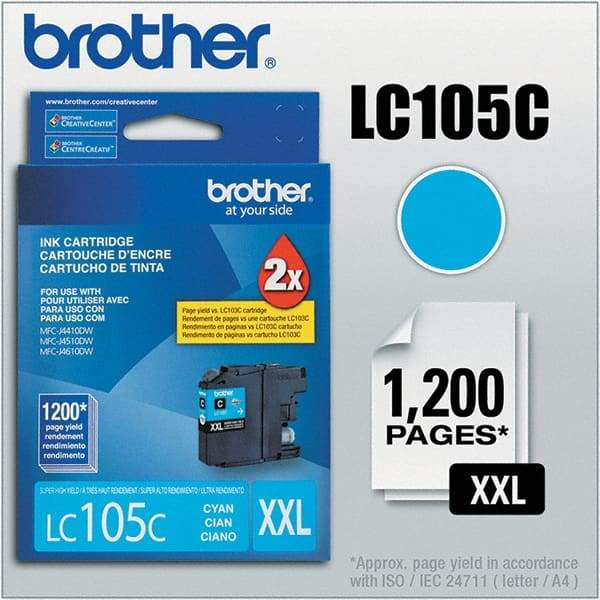 Brother - Cyan Ink Cartridge - Use with Brother MFC-J4310DW, J4410DW, J4510DW, J4610DW, J4710DW, J6520DW, J6720DW, J6920DW - Eagle Tool & Supply