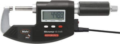 Mahr - 1 to 2" Range, 0.00005" Resolution, Standard Throat IP65 Electronic Outside Micrometer - Ratchet Stop Thimble, Carbide-Tipped Face, CR2032 Battery - Eagle Tool & Supply