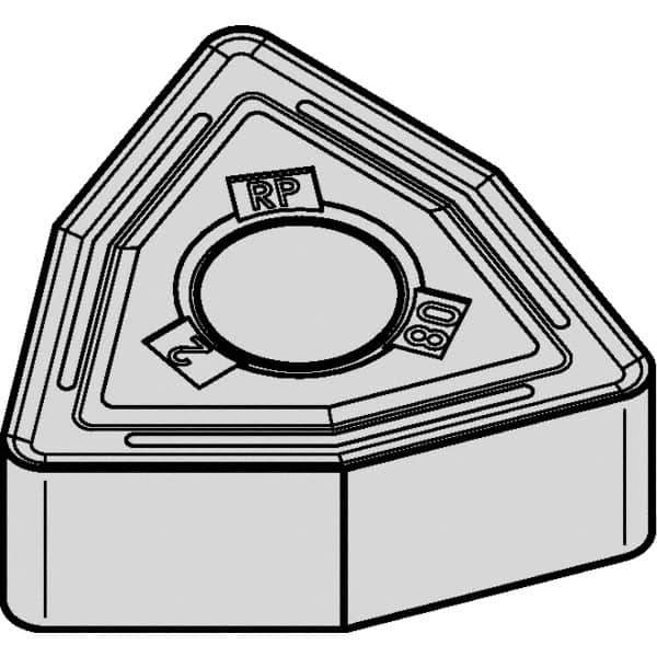 Kennametal - WNMG433 RP Grade KCPK05 Carbide Turning Insert - Al2O3 Finish, 80° Trigon, 1/2" Inscr Circle, 3/16" Thick, 3/64" Corner Radius - Eagle Tool & Supply
