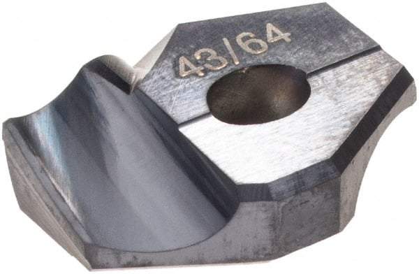 Hertel - Series HMD, 43/64" Diam Grade HC125MD 140° Replaceable Drill Tip - Carbide, TiAlN Finish - Eagle Tool & Supply