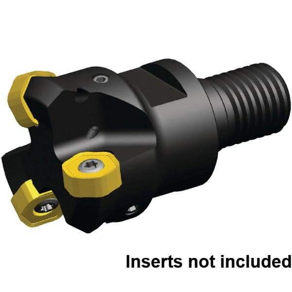 Kennametal - 45° Lead Angle, 33.18mm Max Cut Diam, 25mm Min Cut Diam, 3.23mm Max Depth of Cut, Indexable Chamfer and Angle End Mill - 3 Inserts, HNGJ0604ANENLD Insert Style, 56.5mm Overall Length, Through Coolant, Straight Shank, 90° Included Angle - Eagle Tool & Supply