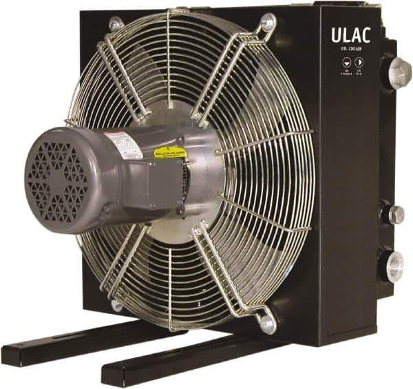 Parker - 1" SAE O-Ring Boss, 1 Fan Mount, Liquid-To-Air Aluminum Brazed Process Equipment Heat Exchanger - Oil Cooler, Ethylene Glycol/Water Mixture Cooler, 15.6" High x 14.4" Wide x 19.8" Deep, 510 BTU/Hr, 250°F Max - Eagle Tool & Supply