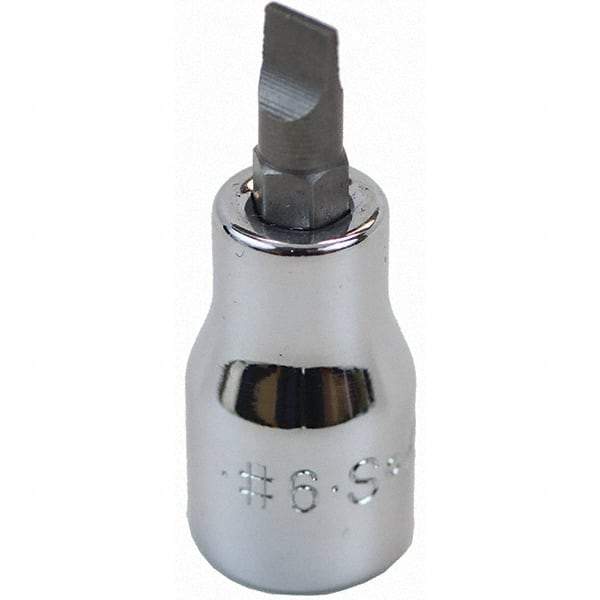 SK - Screwdriver & Drag Link Sockets - 3/8"DR #6 CHRM SLOTTED SCRDRVR SCKT BIT - Eagle Tool & Supply