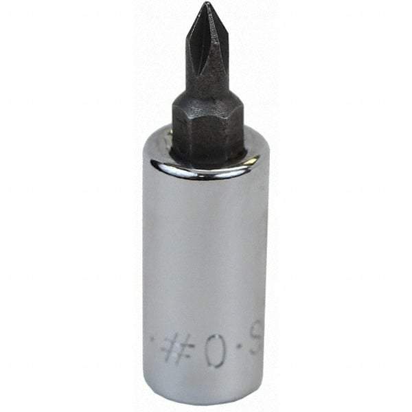 SK - Screwdriver & Drag Link Sockets - 3/8"DR #0 CHRM PHILLIPS SCRDRVR SCKT BIT - Eagle Tool & Supply