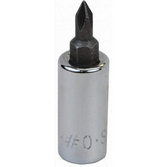 SK - Screwdriver & Drag Link Sockets - 3/8"DR #0 CHRM PHILLIPS SCRDRVR SCKT BIT - Eagle Tool & Supply