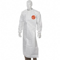 Dupont - 12 mil Thick Disposable & Chemical Resistant Apron - 52"ELAS WAIST 12/PK TYCHEM4000 SLEEVED APRON - Eagle Tool & Supply