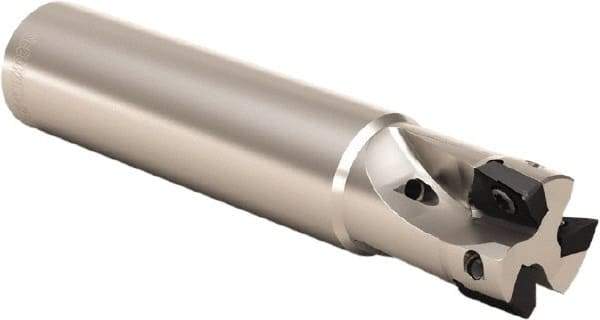 Seco - 20mm Cut Diam, 5mm Max Depth of Cut, 20mm Shank Diam, 85mm OAL, Indexable Square Shoulder End Mill - XO.. 0602 Inserts, Weldon Shank, 90° Lead Angle, Through Coolant, Series Nano Turbo - Eagle Tool & Supply