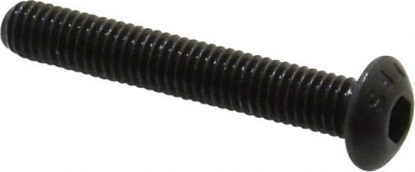 Value Collection - #10-32 UNF Hex Socket Drive, Button Screw - Alloy Steel, Black Oxide Finish, Fully Threaded, 1-1/4" Length Under Head - Eagle Tool & Supply