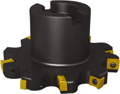 Seco - Shell Mount Connection, 1/2" Cutting Width, 0.713" Depth of Cut, 3" Cutter Diam, 1" Hole Diam, 4 Tooth Indexable Slotting Cutter - R335.18 Toolholder, LNK.. 08.. Insert, Right Hand Cutting Direction - Eagle Tool & Supply