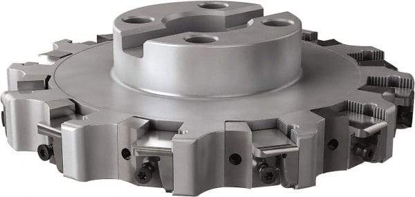 Seco - Shell Mount Connection, 0.63" Cutting Width, 2.209" Depth of Cut, 8" Cutter Diam, 1-1/2" Hole Diam, 12 Tooth Indexable Slotting Cutter - R335.25 Toolholder, XNHQ, LNHQ Insert, Right Hand Cutting Direction - Eagle Tool & Supply
