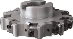 Seco - Shell Mount Connection, 1.26" Cutting Width, 1.579" Depth of Cut, 6" Cutter Diam, 1-1/2" Hole Diam, 5 Tooth Indexable Slotting Cutter - R335.25 Toolholder, XNHQ, LNHQ Insert, Right Hand Cutting Direction - Eagle Tool & Supply