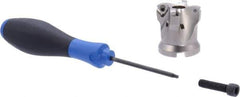Seco - 4 Inserts, 1" Cutter Diam, 0.06" Max Depth of Cut, Indexable High-Feed Face Mill - 1/2" Arbor Hole Diam, 0.03" Keyway Width, 1.6" High, R220.21 Toolholder, 218.19-125.. Inserts, Series R220.21 - Eagle Tool & Supply