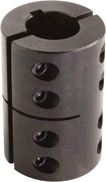 Climax Metal Products - 1-1/2" Inside x 2-1/2" Outside Diam, Two Piece Rigid Coupling with Keyway - 3-3/4" Long x 3/8" Keyway Width x 3/16" Keyway Depth - Eagle Tool & Supply