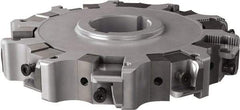 Seco - Arbor Hole Connection, 1.26" Cutting Width, 1.98" Depth of Cut, 160mm Cutter Diam, 1.5748" Hole Diam, 5 Tooth Indexable Slotting Cutter - 335.25 Toolholder, XNHQ, LNHQ Insert, Right Hand Cutting Direction - Eagle Tool & Supply