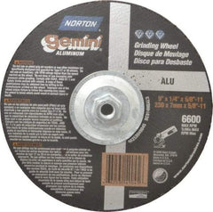Norton - 24 Grit, 9" Wheel Diam, 1/4" Wheel Thickness, Type 27 Depressed Center Wheel - Aluminum Oxide, 6,600 Max RPM, Compatible with Angle Grinder - Eagle Tool & Supply