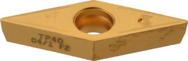 Seco - VBMT331 F2 Grade TP40 Carbide Turning Insert - TiC/TiCN/TiN Finish, 35° Diamond, 3/8" Inscr Circle, 3/16" Thick, 1/64" Corner Radius - Eagle Tool & Supply