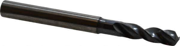 SGS - 7/32" 145° Spiral Flute Solid Carbide Screw Machine Drill Bit - TiN Finish, Right Hand Cut, 1" Flute Length, 2-5/8" OAL, Standard Point, Straight Shank - Eagle Tool & Supply