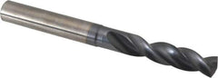 SGS - 19/64" 145° Spiral Flute Solid Carbide Screw Machine Drill Bit - TiN Finish, Right Hand Cut, 1-9/16" Flute Length, 3-1/8" OAL, Standard Point, Straight Shank - Eagle Tool & Supply